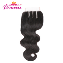 Beautiful Princess Hair Brazilian Body Wave Lace Closure Three Part 4x4 Natural Color 8"-20" Non-remy Hair Closure 2024 - buy cheap