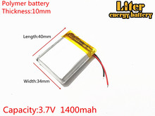 3.7 V 103440 lithium-ion polymer battery 1400 mah vehicle traveling data recorder LED speakers toys 2024 - buy cheap