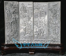 Exquisita colección China clásica plata tibetana beauties pantalla plegable auspiciosa 2024 - compra barato