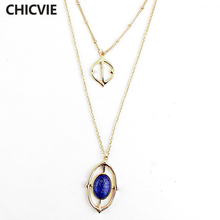 CHICVIE Blue Rhinestone Pendant Choker Necklace Gold Color Chain Multilayer Necklaces Fashion Women Trending Jewelry SNE160078 2024 - buy cheap