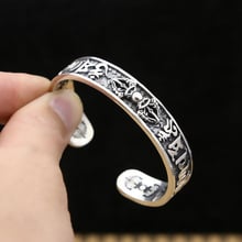 Brazalete grande de plata de ley 100% para hombre, pulsera con apertura de las letras del Mantra, joyería B, 925 2024 - compra barato