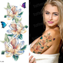 Pegatina de tatuaje temporal para niñas, tatuaje único de flor de loto, mariposa, acuarela, tatuajes temporales impermeables 2024 - compra barato