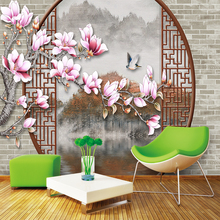 Papel tapiz 3d personalizado, flor clásica china, ventana, Fondo de pared de paisaje, material impermeable de seda 2024 - compra barato