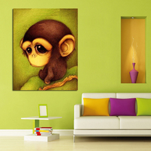Pintura al óleo de mono encantador, arte abstracto moderno, arte de pared pintada a mano sobre lienzo, pegatinas de pared animales, imágenes, decoración del hogar 2024 - compra barato