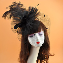 Farol de pena de avestruz natural, chapéu fascinador feminino europeu, coquetel, derby, festa, acessórios de cabelo 2024 - compre barato