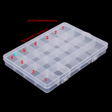 Caja de almacenamiento de plástico transparente, Caja ajustable de 24 compartimentos para almacenamiento de objetos pequeños, contenedor y contenedor 2024 - compra barato