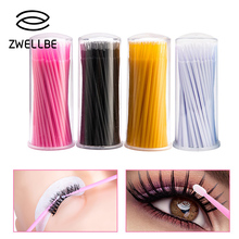 zwellbe 100Pcs/box Disposable Micro Brushes Eyelash Extension Individual Lash Applicators Mascara Removing Swab Makeup Tools 2024 - buy cheap