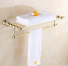 Toalheiro de design luxuoso em cobre com revestimento dourado em cristal, acessório de banheiro moderno, prateleira de barras de toalha, suporte de toalha de bronze 2024 - compre barato