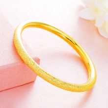 Pulseira feminina clássica lisa estilo simples, bracelete com preenchimento de ouro amarelo, joia sólida com dropshipping 2024 - compre barato