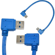 Usb 3.0 tipo a macho para macho, cabo de extensão de 90 graus ângulo reto e esquerdo, 0.3m/30cm 2024 - compre barato