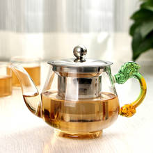 350ml green Handmade Teapot With Filter Heat Resistant Glass Tea Pot Infuser Stainless Steel Kettle Wholesale Tea Pots Drinkware 2024 - buy cheap