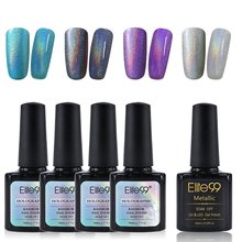 Elite99-esmalte de Gel para uñas, laca de Gel semipermanente con capa superior metálica UV LED, color arcoíris, 10ml, 4 unids/lote 2024 - compra barato