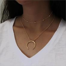 Kuziduocai New Fashion Jewelry Double Layer Copper Beads Moon Choker Concise Necklace & Pendants For Women Gift Statement N-62 2024 - buy cheap