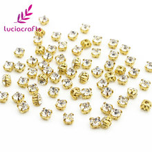 Lucia crafts 3/4/5/6/7/8/10mm Multi-pack Gold Glass claw rhinestone  Sew On Rhinestones for Garment  DIY Accessories G0802 2024 - buy cheap