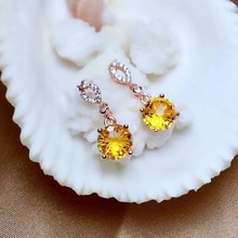 shilovem 925 sterling silver Piezoelectric citrine drop earrings fine Jewelry  women trendy wedding gift 8*8 me0808999agj 2024 - buy cheap