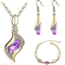 QCOOLJLY Fashion Design Luxury CZ Fine Crystal Jewelry Drop Earring+Pendant Necklace Set Silver Color Women Wedding Jewelry Set 2024 - buy cheap