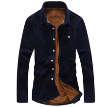 Pvpvpv men's clothing 2015 autumn and winter plus velvet thickening thermal long-sleeve shirt male plus size corduroy slim shirt 2024 - buy cheap