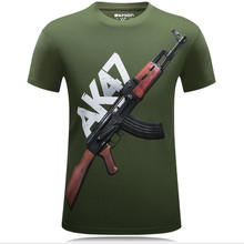 Camisetas 3D estampadas para hombre, Tops divertidos de pistola AK 47, camiseta de manga corta informal de algodón con cuello redondo, camisetas Punk 5XL 6XL 2021 2024 - compra barato