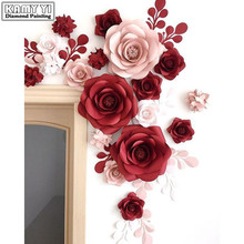 5D DIY алмазная живопись цветок красная розовая роза Алмазная вышивка полностью квадратные Стразы вышивка домашний декор Алмазная мозаика XY1 2024 - купить недорого
