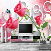 beibehang Flowers Custom 3d mural wallpaper 3D stereoscopic living room TV backdrop bedroom papel de parede photo wallpaper roll 2024 - buy cheap