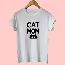 Женская хлопковая Футболка с принтом кошки и мамы, повседневная забавная Футболка для леди, модная хипстерская футболка Tumblr harajuku, Прямая поставка 2024 - купить недорого