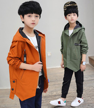 Children's clothing boy cotton trench coat long style Korean casual autumn fashion jacket 2024 - buy cheap