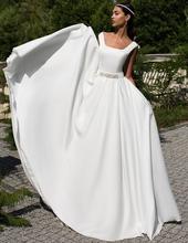 Square Neckline A-line Cheap Wedding Dresses 2020 Simple White Ivory Robe De Mriage Gelinlik Beaded Plus Size Bridal Gown 2024 - buy cheap