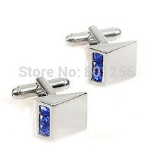 Free shipping Crystal Cufflinks 3 pairs/lot blue color fashion design copper material men cufflinks wholesale&retail 2024 - buy cheap