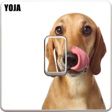 YOJA Cute Tongue-puffing Dog Styling Room Switch Decal Wall Sticker PVC Home Decor 8SS0239 2024 - buy cheap