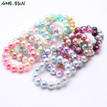 MHS.SUN Girls kids round beaded bracelets fashion elastic pearls bracelets&bangles for child jewelry gift handmade 1pc/lot 2024 - buy cheap