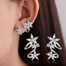 Kofsac brincos de orelha prata 925, femininos, charmosos, com zircônio, flor, sem piercing, cartilagem, joias, presentes 2024 - compre barato