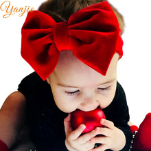 Girls 5'' Big Velvet Bow Headband For Spring 2021 Kids Velvet Hairband Solid Large Hair Bow Birthday Party Gift Hair Accessories 2024 - buy cheap