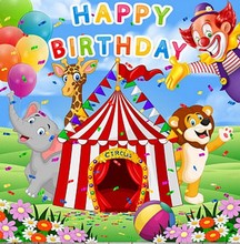 Fondo de dibujos animados personalizados para niños, tienda de circo, Carnaval, payaso, impresión por ordenador de alta calidad, foto de cumpleaños 2024 - compra barato