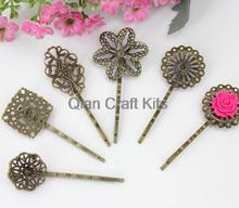 100 pcs mix styles antique bronze filigree pad hair clips Vintage for diy hair bobby pin FREE SHIPPING pad from 18mm-38mm 2024 - buy cheap