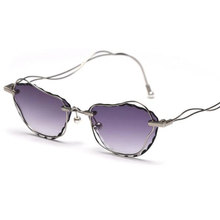 Gafas de sol con forma de ojo de gato para mujer, lentes de sol con marco envolvente de Metal curvo, de marca de lujo, estilo Retro, a la moda, unisex 2024 - compra barato