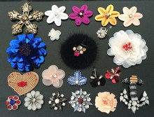 5pieces/lot Rhinestones bead brooch patches applique vintage embroidered fabric sew on patch clothes shoes bags decoration patch 2024 - buy cheap