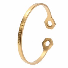 Famous Brand Valentine Style Bracelets New Double Slider Hexagonal Nut Wrench Cuff Open Stainless Steel Women Men Bangles 2024 - buy cheap