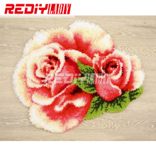 Tapete de gancho de trava 3d, flores, rosa, bordado, sem acabamento, tapete de crochê, decoração da casa, bordado 2024 - compre barato