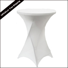 10 pc/lote branco barato poliéster lycra tecido barra seca capa de mesa de cocktail estiramento para festa de casamento banquete decoração 2024 - compre barato