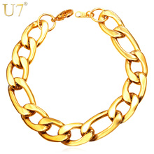 U7-pulsera de eslabones Figaro dorado para hombre, pulsera clásica de acero inoxidable de 12MM, estilo Hip Hop, H837 2024 - compra barato
