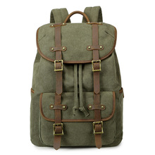 M208 New Vintage Leather military Canvas backpack Men backpack School Bag 15 Inchs Laptop Backpack Women Bagpack Male Rucksack 2024 - buy cheap