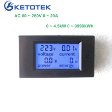 Medidor de energía y corriente de voltaje, voltímetro, amperímetro, voltímetro, Detector de Wh, CA 80-260V, 20A 2024 - compra barato