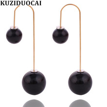 Kuziduocai-Pendientes largos con borlas para mujer, aretes largos con doble perla en forma de U, joyería llamativa, E-412 de regalo 2024 - compra barato