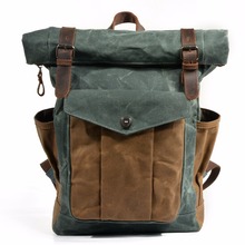 New Hot Luxury Vintage Canvas Backpacks for Men Oil Wax Canvas Leather Travel Backpack Large Waterproof Daypacks Retro Bagpack 2024 - buy cheap