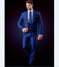 Terno masculino lapela padrinho xale, blazer masculino azul royal (jaqueta + calça + gravata + colete) b958 2024 - compre barato
