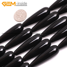 Gem-inside Natural Drop Black Agates Stone Beads For Jewelry Making Beads 15inches DIY Beads Bracelet Necklace Gift 2024 - buy cheap
