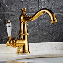 Bathroom basin faucet single lever hot and cold porcelain handle 360 swivel sink faucet water mixer chrome gold 2024 - buy cheap