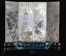 Pantalla plegable de talla de plata tibetana, Colección China 2024 - compra barato