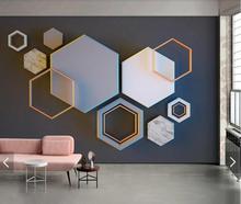 3D Abstract Geometric Hexagon Wall Mural Chinese Photo Wallpaper Murals Wall Art Painting Papel De Parede Wall Paper 3d 2024 - buy cheap