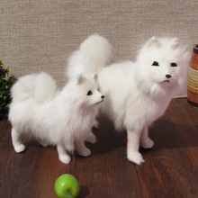 simulation white samoyed dog furry fur model ornament scene layout prop decoration gift h1291 2024 - buy cheap